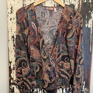 Women’s willow-root metallic muted floral Blouse. Size small.